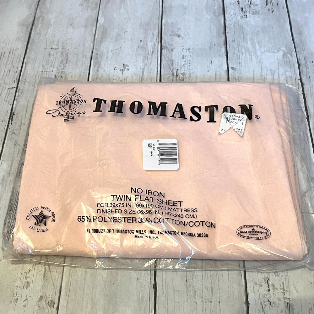 Thomaston Vintage Twin Flat Sheet Peach Pink No Iron NEW SEALED Single Sheet